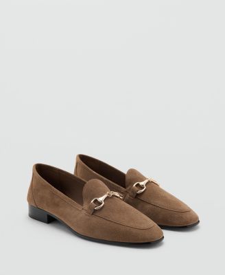 MANGO - Women's Buckle Leather Moccasins
