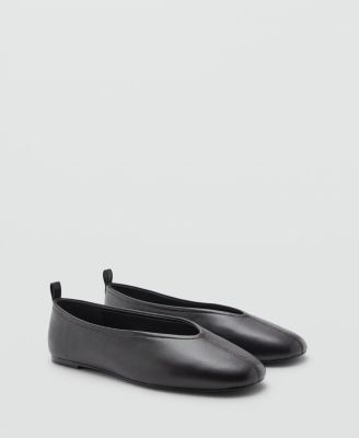 MANGO - Women's Leather Flat Shoes
