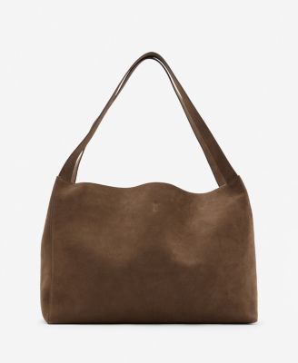 MANGO - Women's Suede Leather Shopper Bag