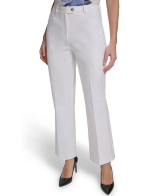 Petite Mid-Rise Zip Closure Straight-Leg Pants image