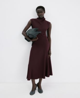 MANGO - Women's Draped Neck Long Dress