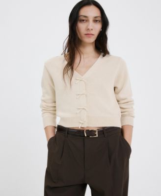 MANGO - Women's Ties Knitted Cardigan