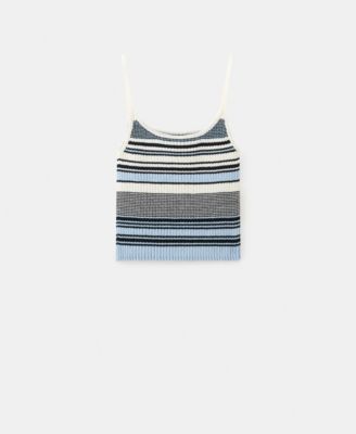 MANGO - Women's Striped Knitted Fitted Top
