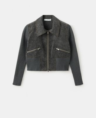 MANGO - Women's Combined Fabrics Knitted Jacket