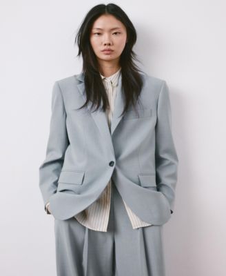 MANGO - Women's Lapel Pockets Straight Suit Jacket
