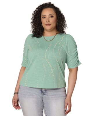 Democracy - Plus Size Scoop Neck Printed Top