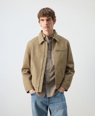 MANGO - Men's Corduroy Collar Denim Jacket