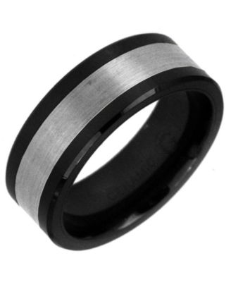 Macy's - Men's Tungsten Ring, Black Ceramic With Tungsten Inlay Ring