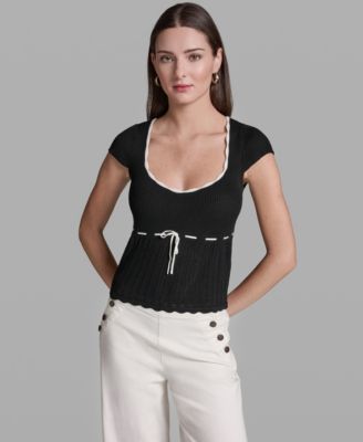 BCBG - Women's Cap-Sleeve Scoop Neck Top