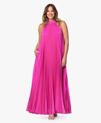 XSCAPE - Plus Size Hammered Pleated Gown