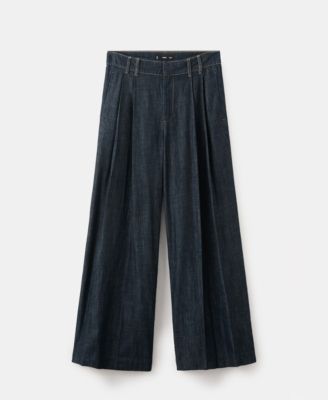 MANGO - Women's Wide Leg Denim Trousers