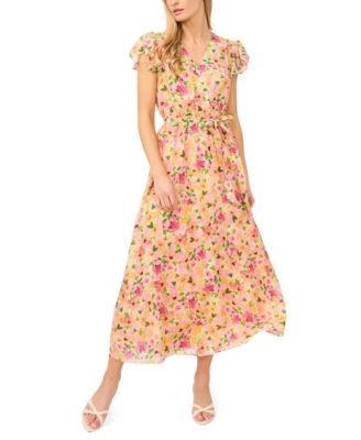 CeCe - Women's V-Neck Wrap Front Maxi Dress