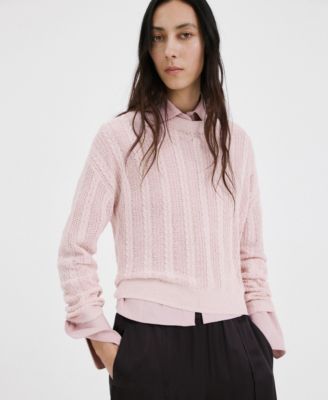 MANGO - Women's Lace Pattern Knit Sweater