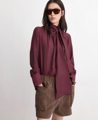 MANGO - Women's Scarf Collar Long-Sleeve Blouse