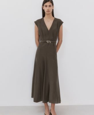 MANGO - Women's Double-Belted A-Line Dress