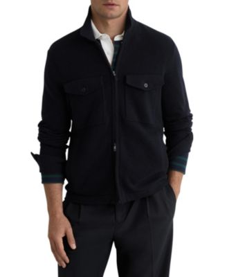 REISS - Men's Wool Knitted Zip-Through Overshirt