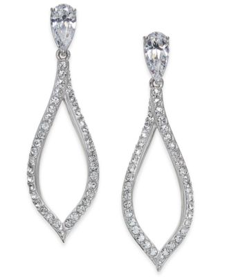 Eliot Danori - Silver-Tone Pav&eacute; Drop Earrings