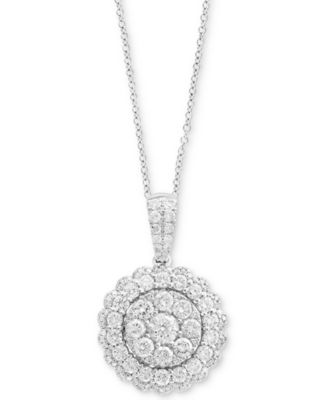 EFFY® Halo Cluster Pendant Necklace (1-1/5 ct. t.w.) in 14k White or Yellow Gold image