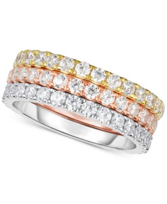 Arabella - 3-Pc. Set Tri-Tone Cubic Zirconia Stacking Bands