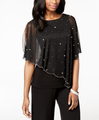 MSK - Embellished Asymmetrical Overlay Top