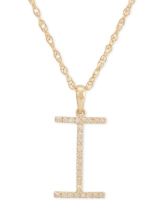 Diamond (1/10 ct. t.w.) Initial Pendant Necklace in 10k Gold, 16" + 2" extender  image