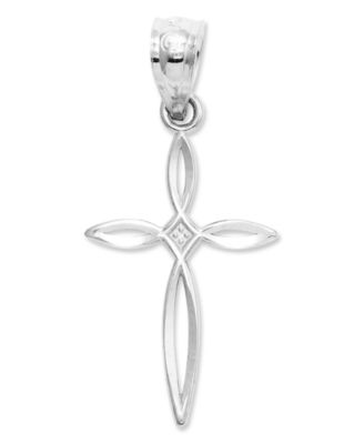 Macy's - 14k White Gold Charm, Passion Cross Charm