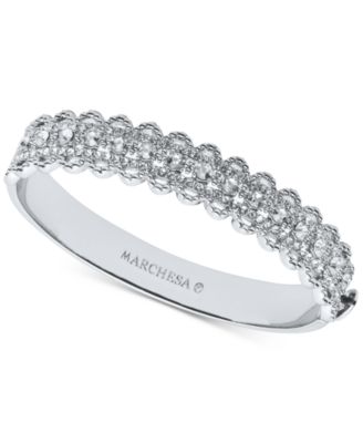 Marchesa - Silver-Tone Crystal Filigree Bangle Bracelet