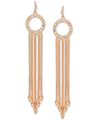 GUESS - Gold-Tone Pav&eacute; Circle & Multi-Chain Drop Earrings