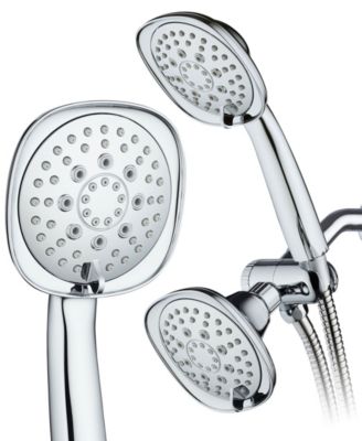 Aquadance - Luxury Square 48-setting High-Pressure Dual Head/Handheld Shower Spa Combo