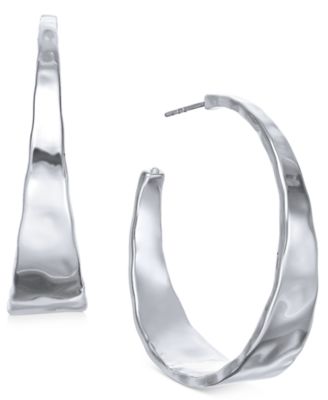 Style & Co - Silver-Tone Hammered Medium Hoop Earrings 1.5"