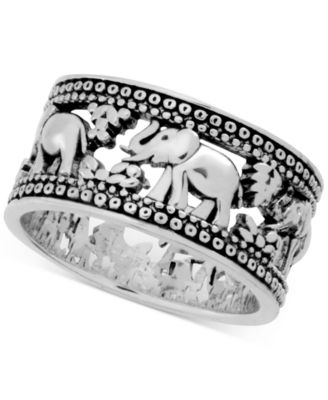 And Now This - Elephant Band Ring in Fine Silver-Plate