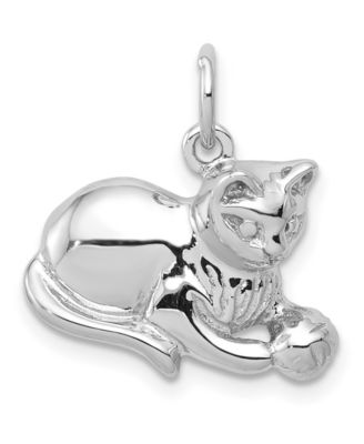 Macy's - Cat Charm 14k White Gold