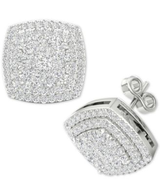 Macy's - Diamond Square Cluster Stud Earrings (1/2 ct. t.w.) in Sterling Silver
