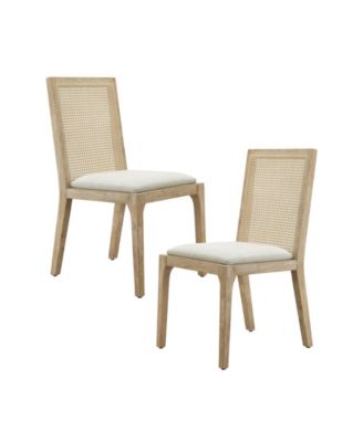 Canteberry Farmhouse Solid Wood Cane-inset Dining Chair with Cushioned Seat, Set of 2 image