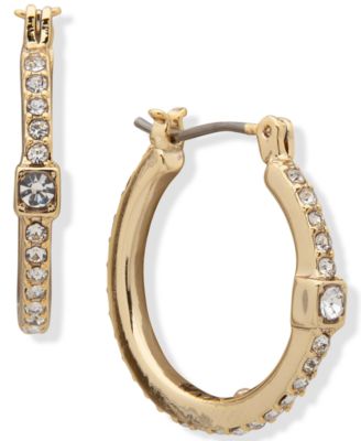 DKNY - Crystal Cube Small Hoop Earrings, .9"