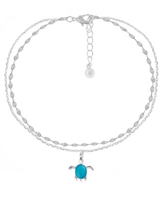 And Now This - Double Row Turtle Anklet in Fine Silver Plate