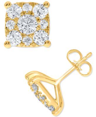 Macy's - Diamond Square Cluster Stud Earrings (2 ct. t.w.)
