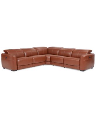 CLOSEOUT! Lexanna 5-Pc. Leather Sectional with 2 Power Motion Recliners, Created for Macy's image