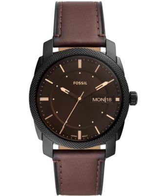 Fossil - Men's Machine Brown Leather Strap Watch 42mm