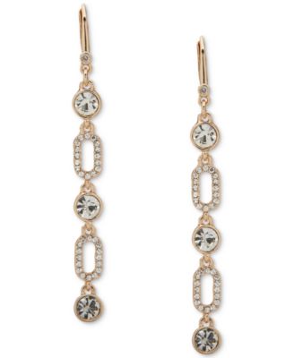DKNY - Gold-Tone Crystal & Pav&eacute; Link Linear Drop Earrings