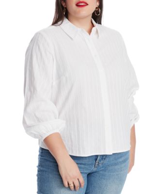 Court & Rowe - Texture Cotton Blouson Button Down Top