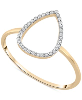 Diamond Open Teardrop Ring (1/20 ct. t.w.) in 10k Gold, Created for Macy's image