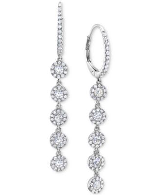 Macy's - Diamond Halo Linear Drop Earrings (1-1/2 ct. t.w.)