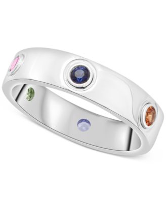 Macy's - Lab-grown Multi-Sapphire (1/2 ct. t.w.) Ring in Sterling Silver