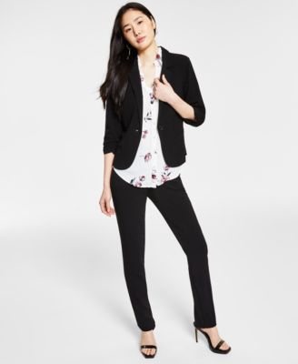 BCX - Juniors' Ruched 3/4-Sleeve Blazer