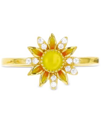 Macy's - Cubic Zirconia & Hand-Painted Enamel Sun Ring