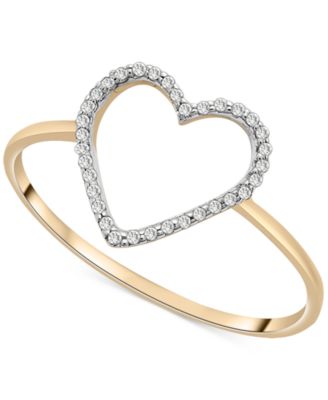 Diamond Open Heart Ring (1/20 ct. t.w.) in 10k Gold, Created for Macy's image