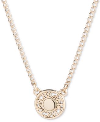 Givenchy - Silver-Tone Logo Embossed Coin Pendant Necklace, 16" + 3" extender