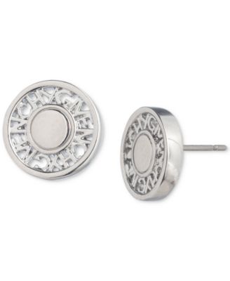 Givenchy - Silver-Tone Logo Embossed Coin Stud Earrings