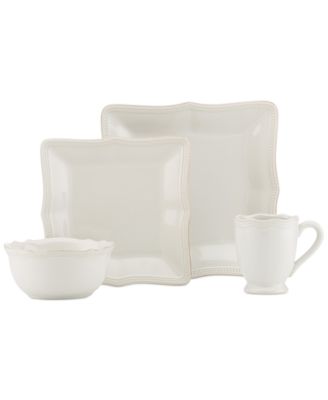 Dinnerware, French Perle Bead White Square 4 Piece Place Setting image